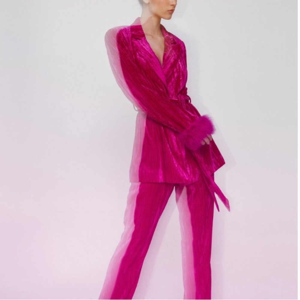 Two- piece suede suit